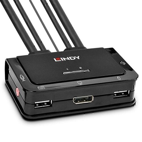 Lindy 2 Port DP 1.2 - USB-A 2.0 &amp; Audio KVM Switch