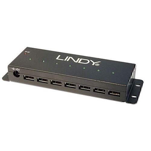 Lindy 7 Port USB-A 2.0 Industrial Hub with Power Adapter