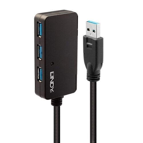 Lindy 10m 4 Port USB-A 3.0 Active Extension Pro Hub