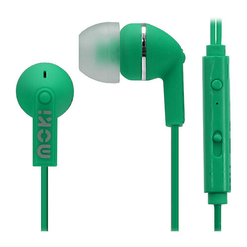 Moki Noise Isolation Earbuds with microphone & control - GREEN