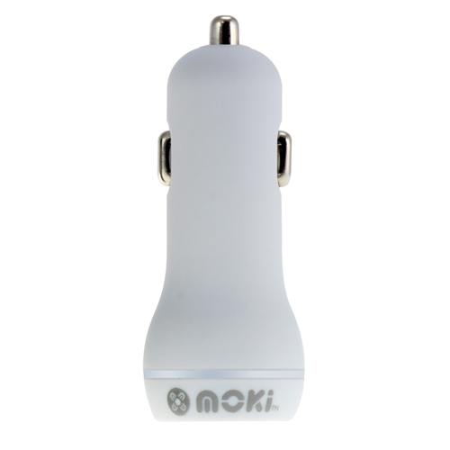 Moki Dual USB Car Charger - White 
