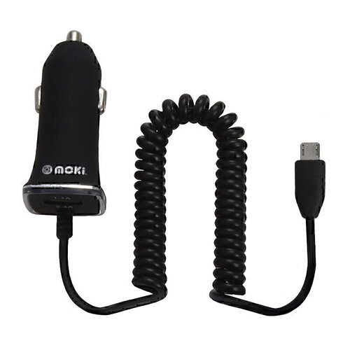 Moki Fixed MicroUSB Cable Car Charger 