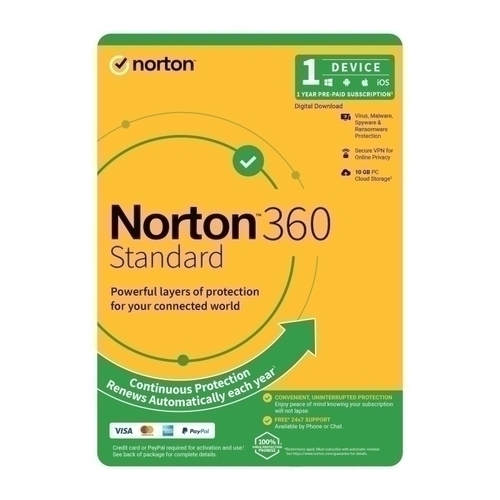 Norton 360 Standard Protection - 1 User 1 Device 1 Year Sub