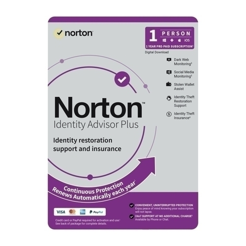Norton Identity Advisor Plus Key - 1 User 1 Year Sub