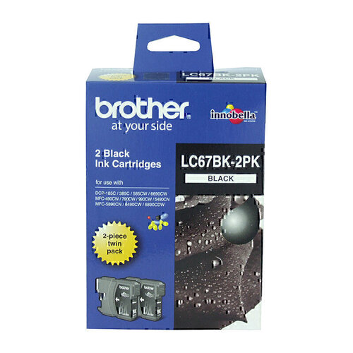 Genuine Brother LC67 Black Twin Pack