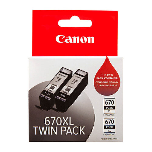 Genuine Canon PGI 670XL Black Twin Pack