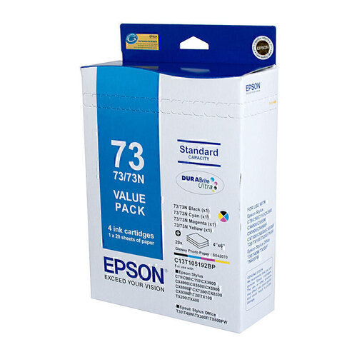 Genuine Epson 73N Value Pack + Photo Paper