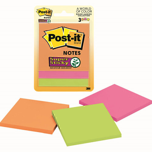 Post-It Super Sticky Notes Rio De Janeiro 76 x 76mm 3-Pack - Box of 6