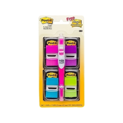 Post-It Flags Bright Colours with Highlighter 25 x 43mm - Value Pack