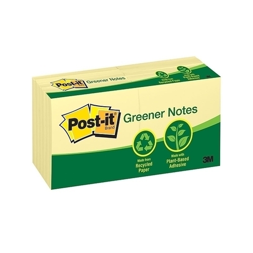 Post-It Greener Notes Canary Yellow 76 x 76mm 12-Pack