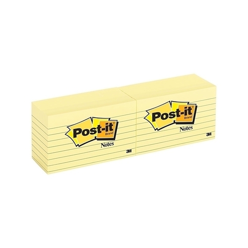 Post-It Lined Notes Canary Yellow 76 x 123mm 12-Pack - Box of 12