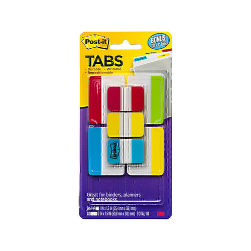 Post-It Tabs Assorted Sizes and Colours 48-Pack - Box of 12