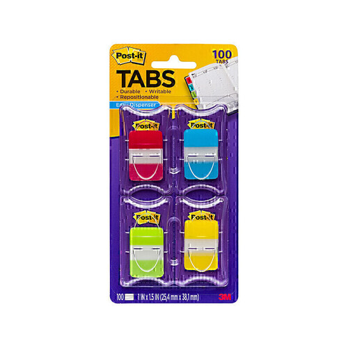 Post-It Easy Dispenser Tabs Assorted Colours 25 x 38mm 4-Pack - Box of 6