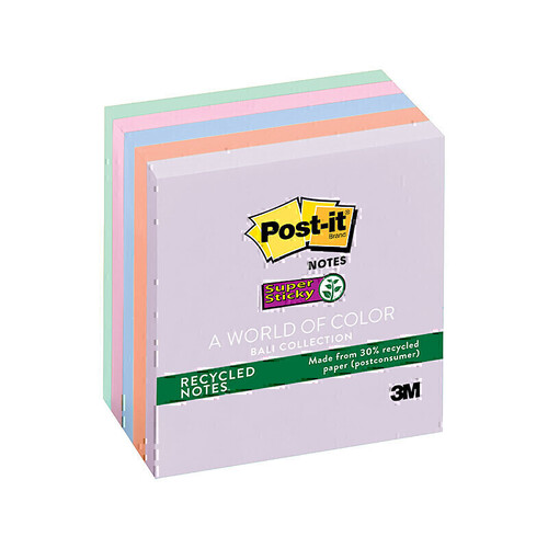 Post-It Super Sticky Notes Bali Recycled 76 x 76mm 5-Pack