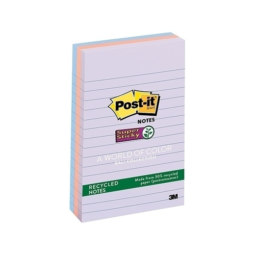 Post-It Lined Super Sticky Notes Bali Recycled 101 x 152mm Bali 3-Pack