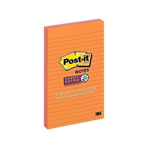 Post-It Lined Super Sticky Notes Rio De Janeiro 127 x 203mm 4-Pack