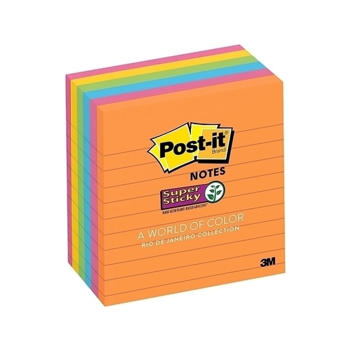 Post-It Lined Super Sticky Notes Rio De Janeiro 101 x 101mm 6-Pack