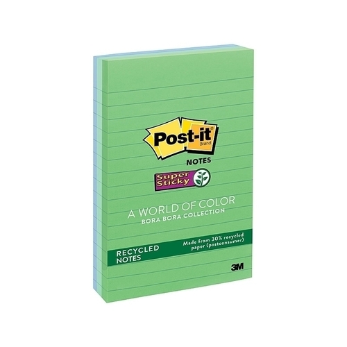 Post-It Lined Super Sticky Notes Bora Bora 101 x 152mm 3-Pack