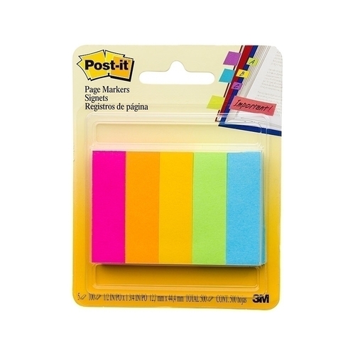 Post-It Page Markers Neon Colours 12 x 44mm 5-Pack - Box of 6