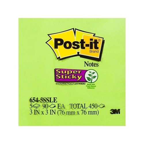 Post-It Super Sticky Notes Limeade 76 x 76mm 5-Pack - Box of 4