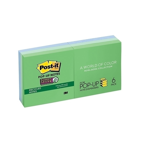 Post-It Super Sticky Pop-up Notes Bora Bora 76 x 76mm 6-Pack
