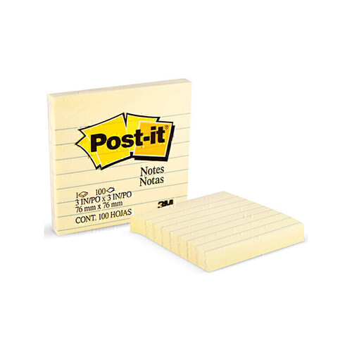 Post-It Lined Notes Yellow 76 x 76mm 12-Pack