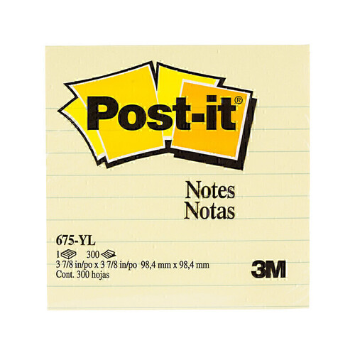 Post-It Lined Notes Canary Yellow 101 x 101mm - Box of 12