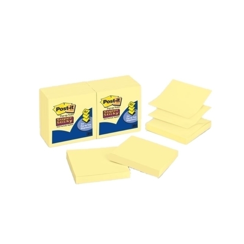 Post-It Super Sticky Pop-up Notes Canary Yellow 76 x 76mm 12-Pack