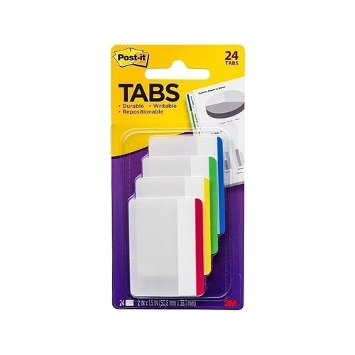 Post-It Filing Tabs Primary Colours 50 x 38mm 24-Pack - Box of 6