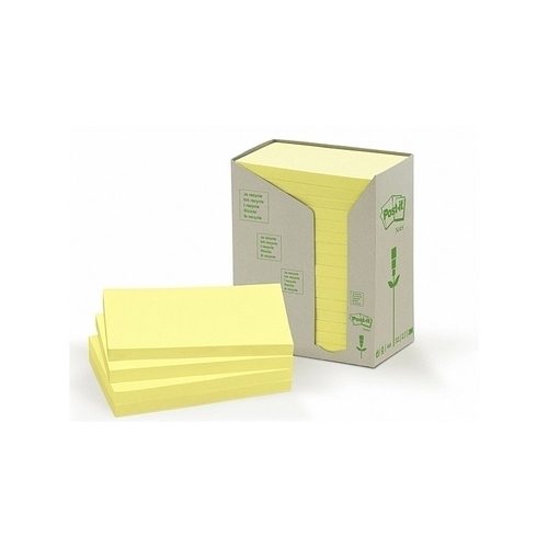 Post-It Recycled Notes Canary Yellow 76 x 127mm 16-Pack