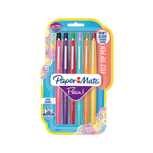 Paper Mate Flair Felt Tip Pen Medium Fashion Assorted 24-Pack - Box of 6 (144 Pens)
