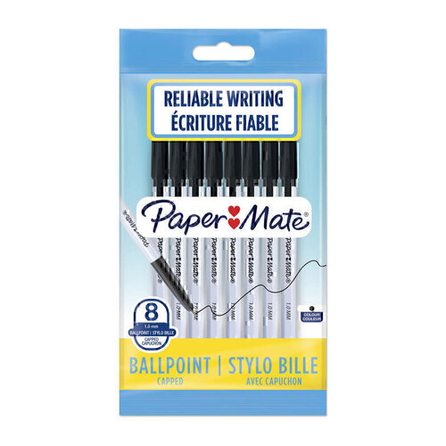 Papermate 045 1.0mm Ballpoint Pen Black 8 Pack