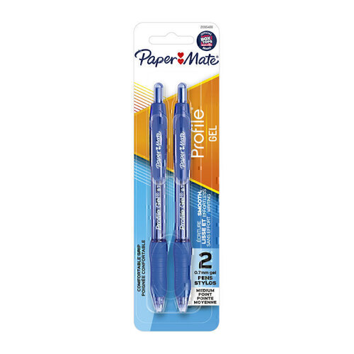 Paper Mate Profile Retractable 0.7mm Gel Pen Blue 2 Pack - Box of 6 (12 Pens)