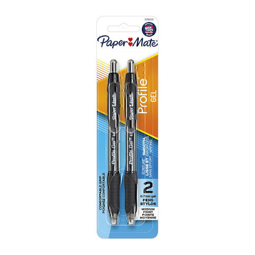 Paper Mate Profile Retractable 0.7mm Gel Pen Black 2-Pack - Box of 6 (12 Pens)