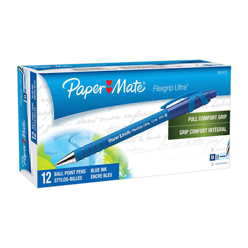 Paper Mate FlexGrip Retractable Ballpoint Pen 1.0mm Blue - Box of 12