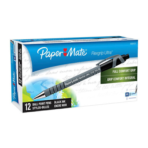 Paper Mate FlexGrip Retractable Ballpoint Pen 1.0mm Black - Box of 12