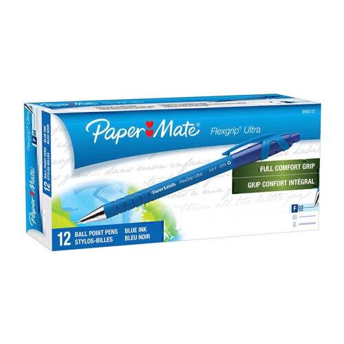Paper Mate FlexGrip Retractable Ballpoint Pen 0.8mm Blue - Box of 12