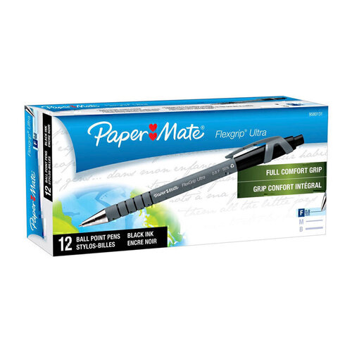 Paper Mate FlexGrip Retractable Ballpoint Pen 0.8mm Black - Box of 12