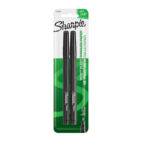 Sharpie Pen Fineliner Black 2-Pack - Box of 6 (12 Pens)