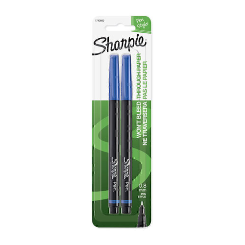 Sharpie Pen Fine Blue 2-Pack - Box of 6 (12 Pens)