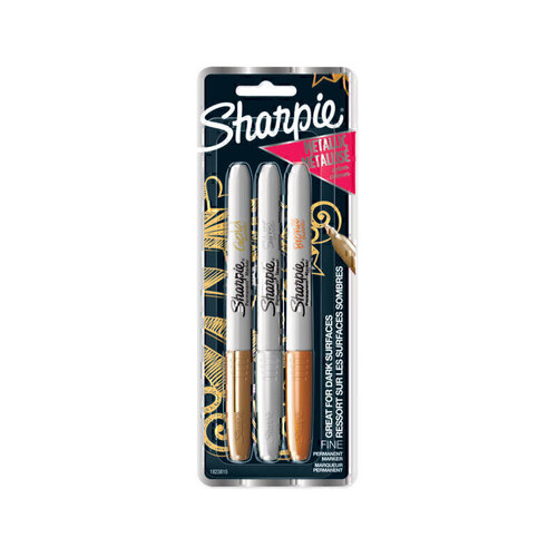 Sharpie Metallic Fine Point Permanent Marker Gold/Silver/Bronze 3-Pack
