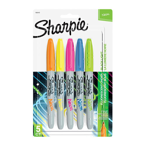 Sharpie Neon Fine Point Permanent Marker Assorted 5-Pack