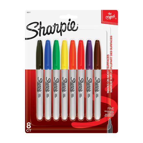 Sharpie Permanent Marker Fine Point Fashion Colours Assorted 8-Pack