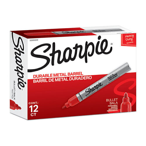 Sharpie Metal Permanent Marker Bullet Tip Red - Box of 12